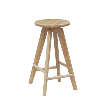 Ceren MidCentury Industrial Round Solid Wood Backless Counter Stool